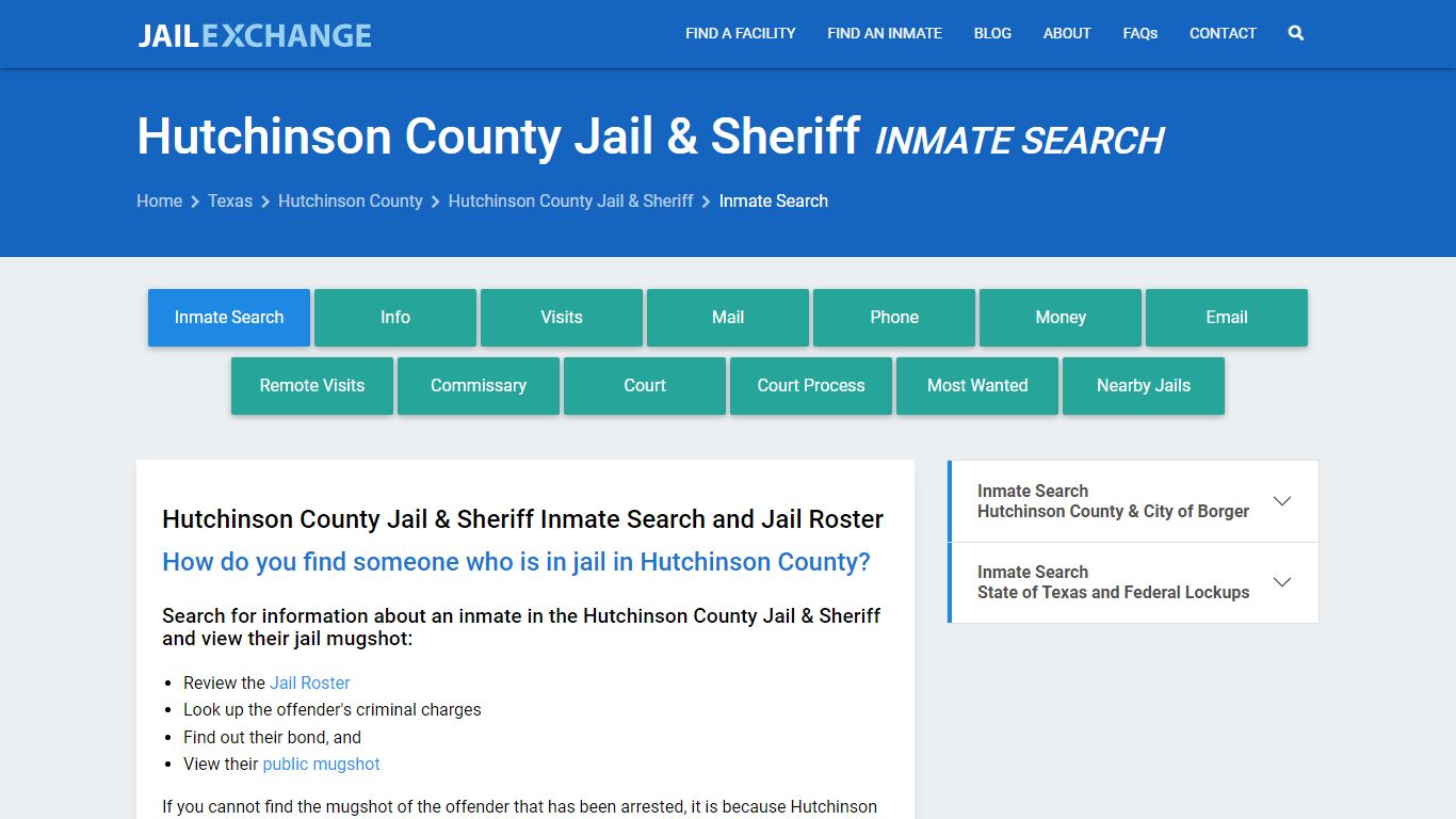 Hutchinson County Jail & Sheriff Inmate Search - Jail Exchange